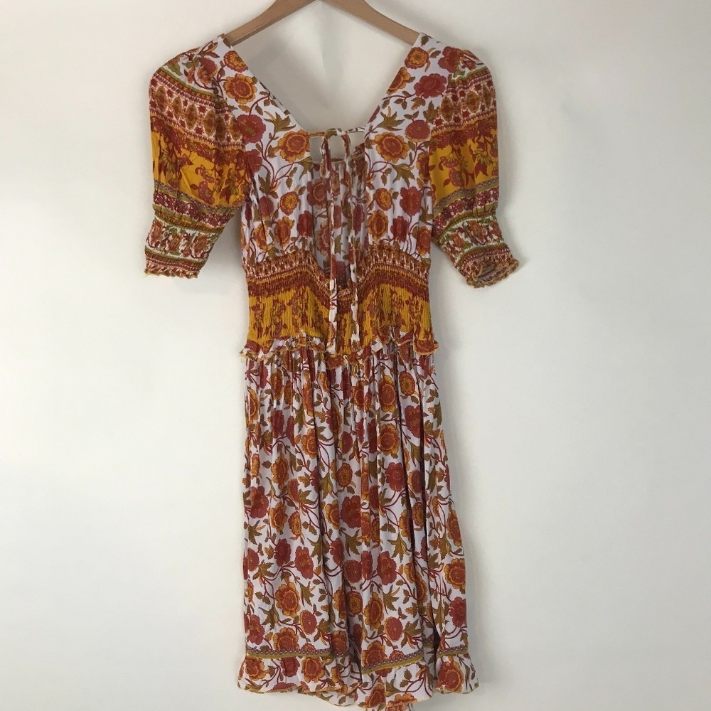 Boho Square neck floral retro summer dress Small - Picture 4 of 12